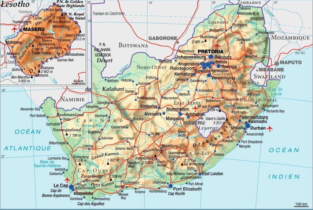 Voyage sur mesure insolite en Afrique du Sud : une aventure inoubliable - Carte